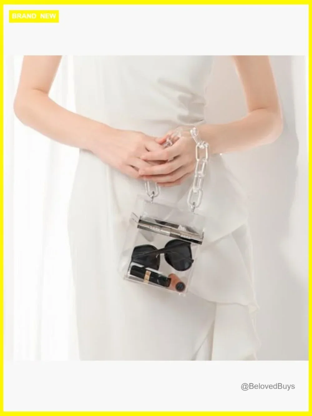 Clear Acrylic Clutch Bag Transparent Crossbody Evening Chain Strap